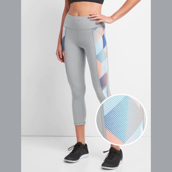 GapFit Sculpt Compression Crop Leggings Athleisure Geometric Sporty Activewear - Picture 1 of 12